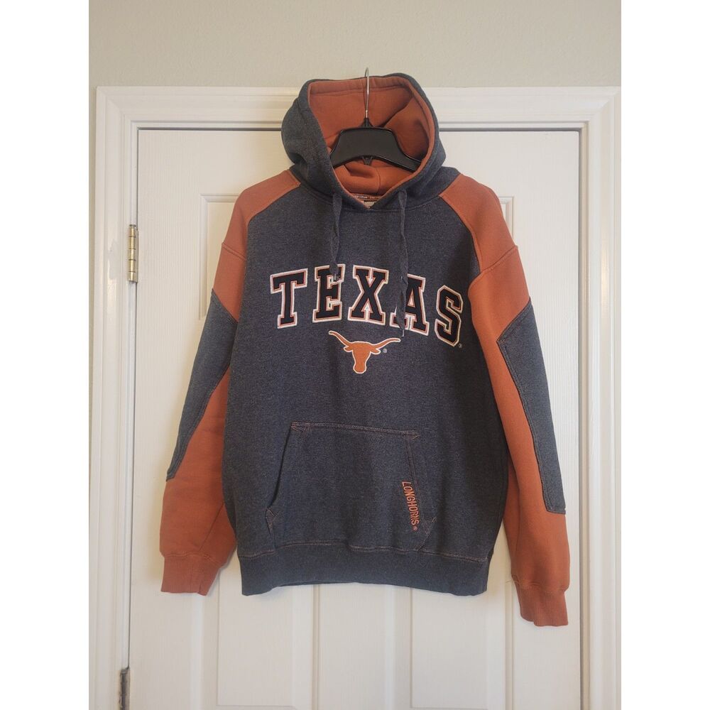 Texas Longhorns Hoodie Men's M Colosseum Athletics Gray Burnt Orange Colorblock